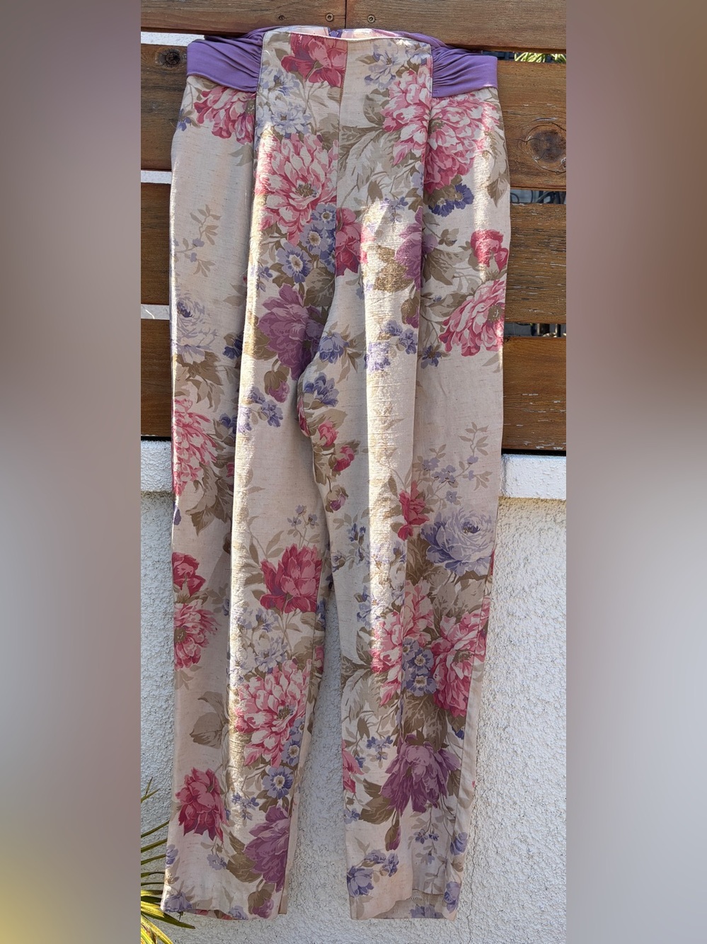Adrienne Christina New York high-waisted harem pants with a floral pattern
